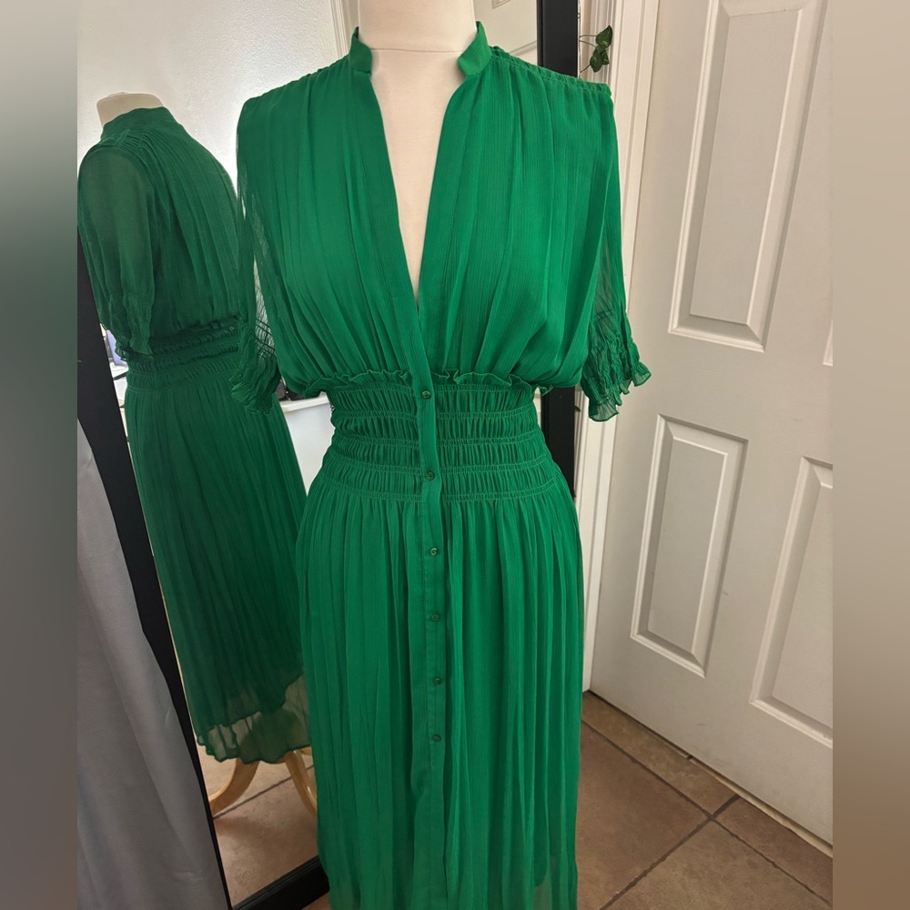 Zara Vibrant Green Midi Dress NWT